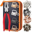Key Fob Hardware Set 60pcs 1-inch 4 Colors with Pliers and Leather Bag