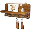Key Holder for Wall, Mail Organizer Wall Mount with 6 Hooks Wooden Hanging Key Rack for Home Decor, Hallway, Entryway (Yellow)