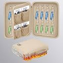 Key Organizer Case, Fireproof & Waterproof Key Holder Storage Bag with 16pcs Keys Tags, Portable Zippered Key Box for Home, Office, Estate Sales, Hotel Executives (Khaki, 16 Keys Tags)