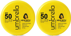 keya seth aromatherapy sunscreen - spf 50 pa umbrella sunscreen powder spf 50 with pa uv protection sweat resistant formula makeup setting  finishing loose powder enriched with micronized zinc oxide for oily skin pack of 2 100 g
