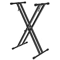 Keyboard Stand, Height Adjustable Keyboard Stand, Keyboard Stand with Quick Release Mechanism, Double X Foldable Heavy Duty Instrument Stand with Locking Straps for 54-61-88 Key Electronic Pianos hhhy