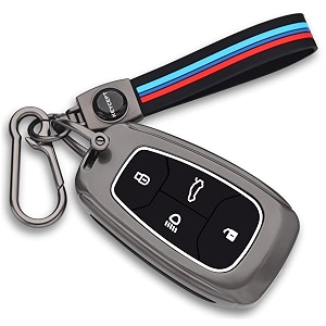 keycept metal key cover for tata nexon  altroz  harrier  punch  ev  safari and facelift 4 button smart key long keychain