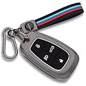 KEYCEPT Metal Key Cover for Tata Nexon | Altroz | Harrier | Punch | EV | Safari and Facelift 4 Button Smart Key (Long Keychain).
