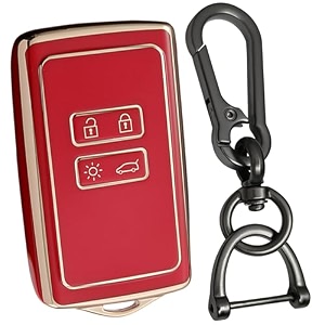 keycept gold line tpu key cover compatible for renault triber  kiger  4 button smart card key keycover with keychain