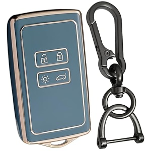 keycept gold line tpu key cover compatible for renault triber  kiger  4 button smart card key keycover with keychain