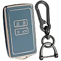 Keycept™ Gold Line TPU Key Cover Compatible for Renault Triber | Kiger | 4 Button Smart Card Key Keycover with Keychain.