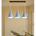 3 Light Hanging Light for Home, Blue Aluminium Pendant Light Ceiling Lamp with Modern Hanging Lamp for Bulb Not Included, Linear Set
