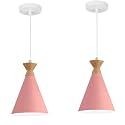 Pink Hanging Light for Home, Aluminium Pendant Light Ceiling Lamp with Modern Hanging Lamp for Bulb Not Included, Pack of 2