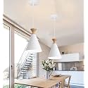 Aluminium Hanging Cone Shade Light, Bulb Not Included, White, Pack Of 2
