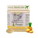 The Keys Salt Scrub -Sea Salt Scrub - Exfoliating Body Scrub with Wooden Spoon - Moisturizing Exfoliator for Hands, Foot, Bath, (3.4 Ounce (Pack of 1), Pineapple)