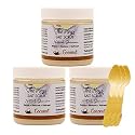 The Keys Salt Scrub -Sea Salt Scrub - Exfoliating Body Scrub with Wooden Spoon - Moisturizing Exfoliator for Hands, Foot, Bath, (3.4 Ounce (Pack of 3), Coconut)