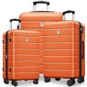 KEYTANG Classic 3-Piece Luggage Set with TSA Lock, Lightweight Suitcase with Spinner Wheels, Hardshell Expandable Carry-On Luggage, 20/24/28 inch, Orange
