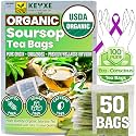 KEYXE - USDA Organic Soursop Graviola Leaves Tea 50 Bags. Non-GMO Verified , 100% Organic Soursop Leaves for Digestion, Boosting Immune, Improving Sleep & Skin Health, Gluten Free, Caffein Free , Hojas De Guanabana Tea Or