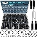 KEZE 1200 Pcs 24 Size Nitrile Rubber O-Ring Assortment Kit with 4-Piece Precision Pick and Hook Set for Auto Vehicle Faucet Plumbing Pressure Washer Air or Gas Sealing Repair OD:6mm-28mm O Ring