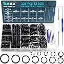 KEZE 335 Pcs Hydraulic O-Ring SAE 900 Series 12 Size Buna-N 70A Inch O Rings Seal Kit for Hydraulic Fitting,Straight Thread Tube Fittings,Cylinders,BOSS ORB Fittings