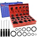KEZE 826 Pcs Universal SAE and Metric O-Rings Kit,Standard 32 Metric & Inch Sizes O ring Assortment in 2 Box with 4 Piece Pick and Hook for Automotive Faucet Hydraulics Hose Air and Gas Sealing Repair
