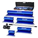 KEZERS Drywall Skimming Blade Set-7",10",14",16" & 24" Skimming Blades + 35"-81" Extension Handle, Stainless Steel Construction Knife,Smoothing Drywall Knife,Extruded Aluminum,High Impact End C