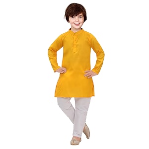 KGN Boys Cotton Blend Regular Solid-Punjabi Kurta