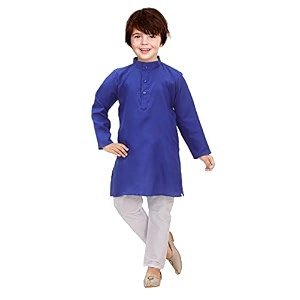 KGN Boys Cotton Blend Regular Solid-Punjabi Kurta