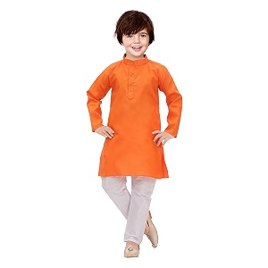KGN Boys Cotton Blend Regular Solid-Punjabi Kurta
