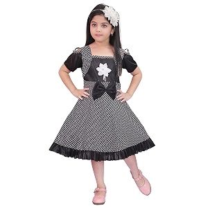 KGN Girls Cotton Blend Dot-Dress- Dress