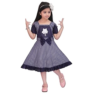 KGN Girls Cotton Blend Dot-Dress- Dress