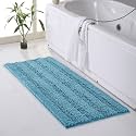 KGORGE Absorbency Bathroom Rugs - Non-Slip Chenille Shower Mats Washable Quick Drying Ultra Soft Plush Area Carpet for Bathtubs Spa, Bluish Green, 47" W x 24" L, 1Pc