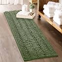 KGORGE Bath Mat for Bathroom Soft Non-Slip Rugs 60" x 24" Cozy Shaggy Durable Thick Chenille Rugs Water Absorbent Quick Drying Shower Carpet for Toilet, Sage Green, 1 Pc