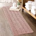 KGORGE Bath Mat for Bathroom - Soft Shower Rug Farmhouse Quick Drying Washable Absorbent Non-Slip Super Soft Chenile Bathtub Carpet Decorations for Family, Pink, 60" x 24", 1 Piece