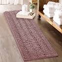 KGORGE Bath Mat for Bathroom - Super Soft Shower Rug Washable Absorbent Non-Slip Quick Drying Chenile Bathtub Floor Carpet, Light Purple, 60 x 24, 1 Piece