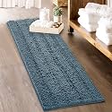 KGORGE Bath Mat for Bathroom - Super Soft Shower Rug Washable Absorbent Non-Slip Quick Drying Chenile Bathtub Floor Carpet, Arctic Blue, 60” x 24“, 1 Piece