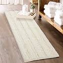 KGORGE Bath Mat for Bathroom - White Super Soft Shower Rug Non-Slip Washable Absorbent Quick Drying Chenile Bathtub Floor Carpet, Cream,60" x 24", 1Piece