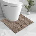 KGORGE Bathroom Rug Mat U-Shaped,Extra Soft and Absorbent Thick Bath Rugs, Non-Slip, Machine Wash Dry, Bath Mats for Bathroom Tub, 24" x 24", Taupe, 1pc