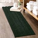 KGORGE Bathroom Rugs - Soft Bath Mat Water Absorbent Non-Slip Thick Shaggy Shower Carpe, Machine Washable, Plush Carpet Runner for Tub Kitchen Toilet Door Way, Dark Green, 60" x 24", 1 Pc
