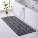 KGORGE Grey Bathroom Rugs - Water Absorbent Bath Mat Gifts Thick Shaggy Floor Cover Quick Drying Shower Carpet for Toilet Shower Kitchen, 47" x 24", 1 Pc