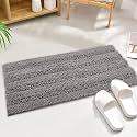 KGORGE Light Gray Bathroom Rugs - Non Slip Absorbency Machine Washable Ultra Soft Kitchen Mats for Shower Tub Bedroom Home Decoration Floor Rug, 47" W x 17" L, 1Pc