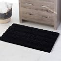 KGORGE Non Skid Bathroom Rugs - Easy Wash Absorbent Thick Shaggy Quick Dry Dirt Resistance Floor Mats for Kitchen Shower Tub Black Small Bath Mat, 20" W x 32" L, 1Pc