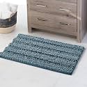 KGORGE Non Skid Bathroom Rugs - Easy Wash Absorbent Thick Shaggy Quick Dry Dirt Resistance Floor Mats for Kitchen Shower Tub Arctic Blue Small Bath Mat, 20" W x 32" L,1Pc