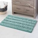KGORGE Non Slip Chenille Bath Rugs - Super Soft Water Absorbent Anti-Skidding Fast Dry Thick Plush Kitchen Mats for Bathroom Shower Tub Entryway, Aqua, 20" W x 32" L 1 Piece
