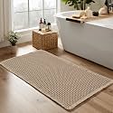 KGORGE Waffle Bath Mat Black Boho Non Slip Dry Fast for Bathroom Tub