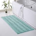KGORGE Water Absorbent Bathroom Rugs - Bath Mat Quick Drying Non-Slip Thick Shaggy Chenile Bathtub Set for Toilet Kitchen Entryway Gifts Decorations, Aqua, 47" x 24", 1 Pc