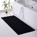 KGORGE Water Absorbent Bathroom Rugs - Black Bath Mat Non-Slip Thick Shaggy Floor Cover Quick Drying Shower Carpet for Toilet Shower Kitchen Gifts, 47" x 24"