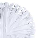 KGS Nylon Zippers for Sewing Crafts | Size: 22 Inch | Color: White | 10 Pieces per Pack | Single Color #3 Nylon Zippers for Making Bags, Pouches, Pillow Covers and Sewing Craft Projects