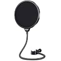 kh Pop Filter for Microphones Mask Shield for Microphone Dual Layered Wind Pop Screen with A Flexible 360 Gooseneck Clip Stabilizing Arm