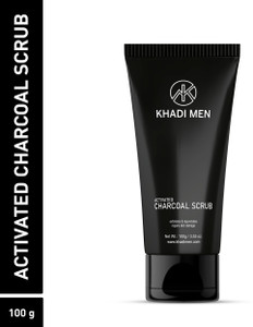 khadi men charcoal scrub skin soft and dirt free deep cleanse the skin exfoliates and rejuvenates the skin scrub 100 ml