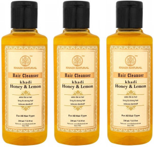 khadi natural herbal honey and lemon hair cleansershampoo pack of 3 630 ml