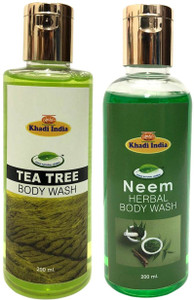 khadi natural herbal tea tree body wash  neem body wash pack of 2 2 x 200 ml