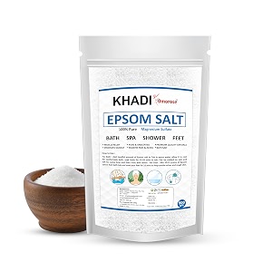khadi omorose epsom bath salt crystal and bath  for refreshing bath soak  foot spa  relieves aches amp pain - 500 gram