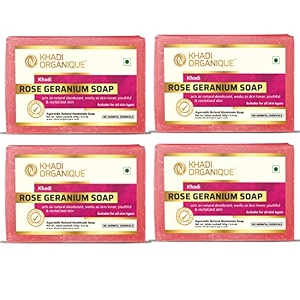 khadi organique natural herbal rose geranium soap pack of 4