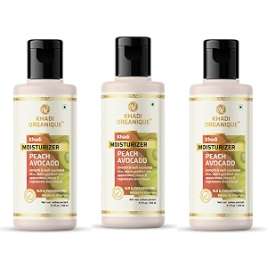 khadi organique peach avocado moisturizer for deep hydration amp anti-aging  reduces fine lines wrinkles amp dark spots  boosts collagen for youthful glowing skin  210ml pack of 3